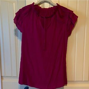 Ruffle Sleev V-Neck Blouse